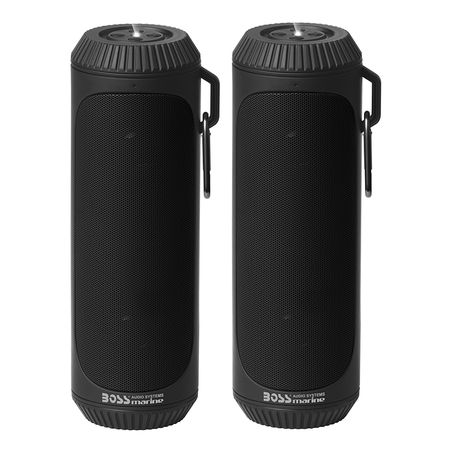 BOSS AUDIO Bolt Marine Bluetooth Portable Speaker System w/Flashlight-Pair-Black BOLTBLK